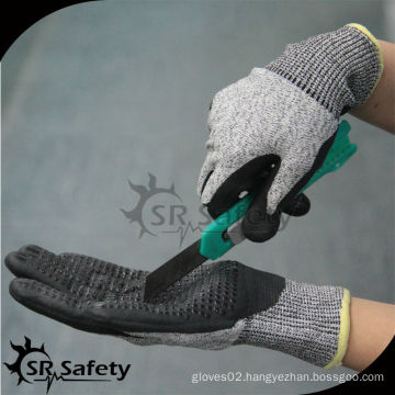 SRSAFETY nitrile coating and dotted cut finger gloves/safety glove